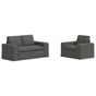 Sofa Set 2 pcs Dark Grey Fabric