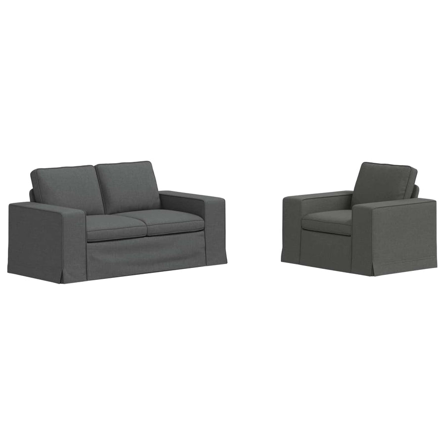 Sofa Set 2 pcs Dark Grey Fabric