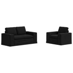 Sofa Set 2 pcs Black Fabric