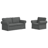 Sofa Set 2 pcs Dark Grey Fabric