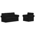 Sofa Set 2 pcs Black Fabric
