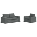 Sofa Set 2 pcs Dark Grey Fabric