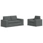 Sofa Set 2 pcs Dark Grey Fabric