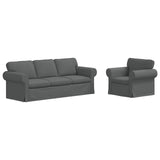 Sofa Set 2 pcs Dark Grey 215 x 82 x 80 cm Fabric