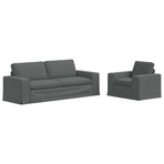 Sofa Set 2 pcs Dark Grey Fabric