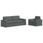Sofa Set 2 pcs Dark Grey Fabric