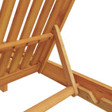 Sun Lounger Reclining Brown Solid Acacia Wood - Low Angle