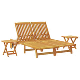 Sun Lounger Reclining Brown Solid Acacia Wood - Front View