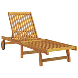 Sun Lounger Reclining Brown Solid Acacia Wood - Top-Down View