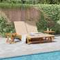 Sun Lounger Reclining with Cushion Beige Solid Acacia Wood
