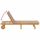Sun Lounger Reclining with Cushion Taupe Solid Acacia Wood - Extra Image