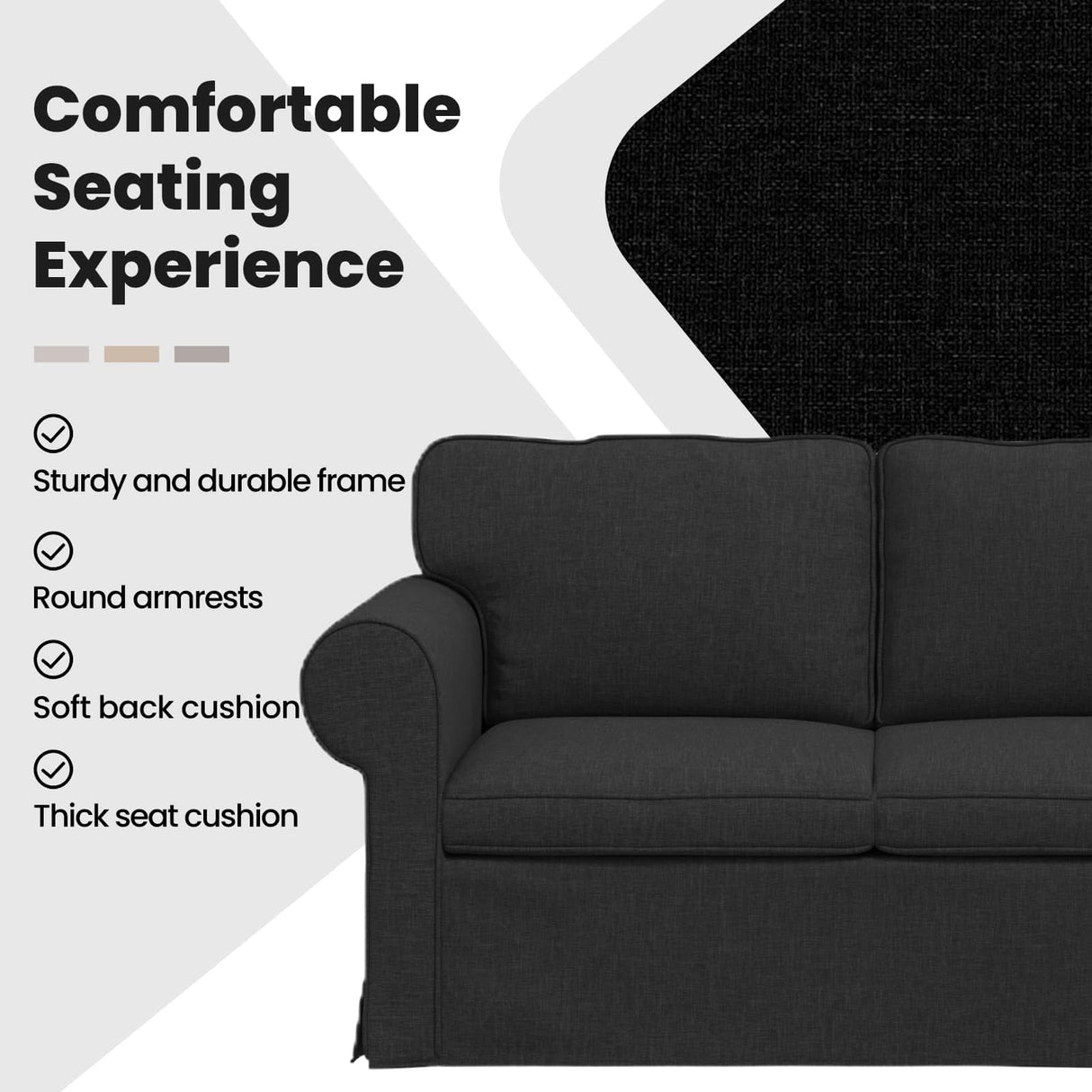 Sofa Black 155 x 82 x 80 cm Fabric