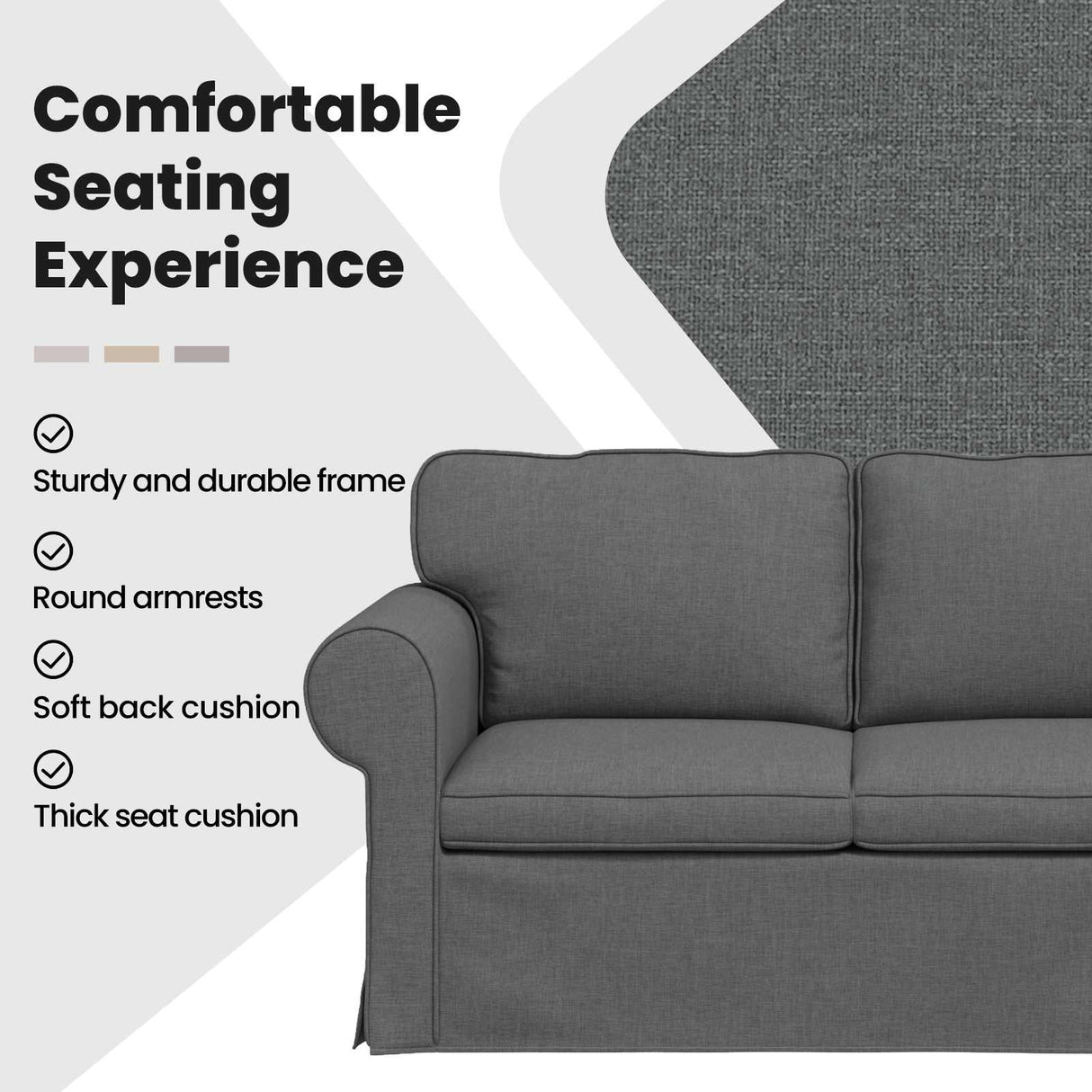 Sofa Dark Grey 245 x 82 x 80 cm Fabric