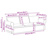 Sofa Black 245 x 82 x 80 cm Fabric
