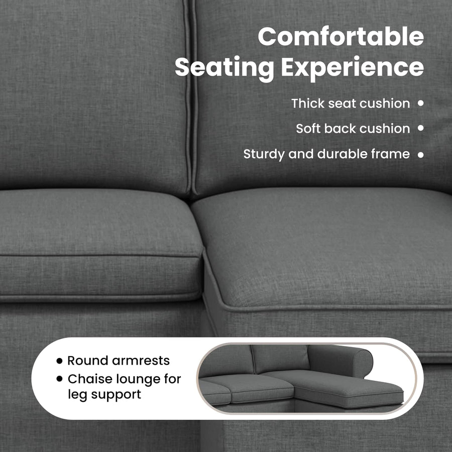 Sofa Dark Grey 215 x 138 x 80 cm Fabric