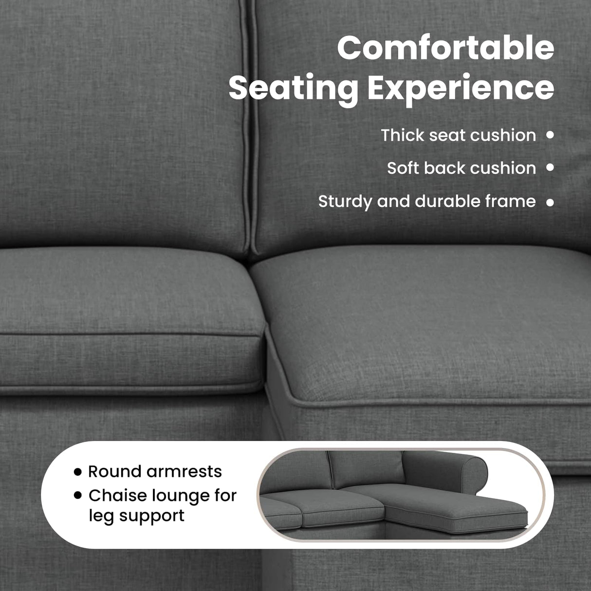 Sofa Dark Grey 245 x 138 x 80 cm Fabric