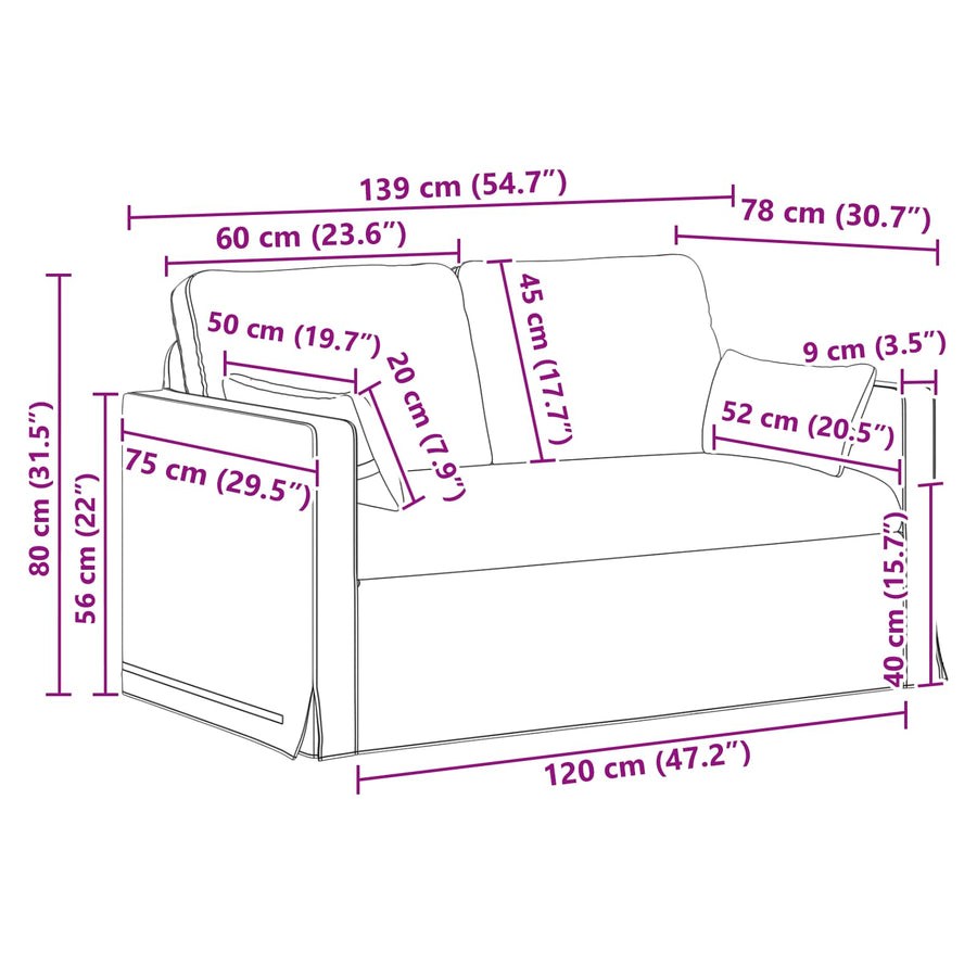 Sofa Black 139 x 78 x 80 cm Fabric