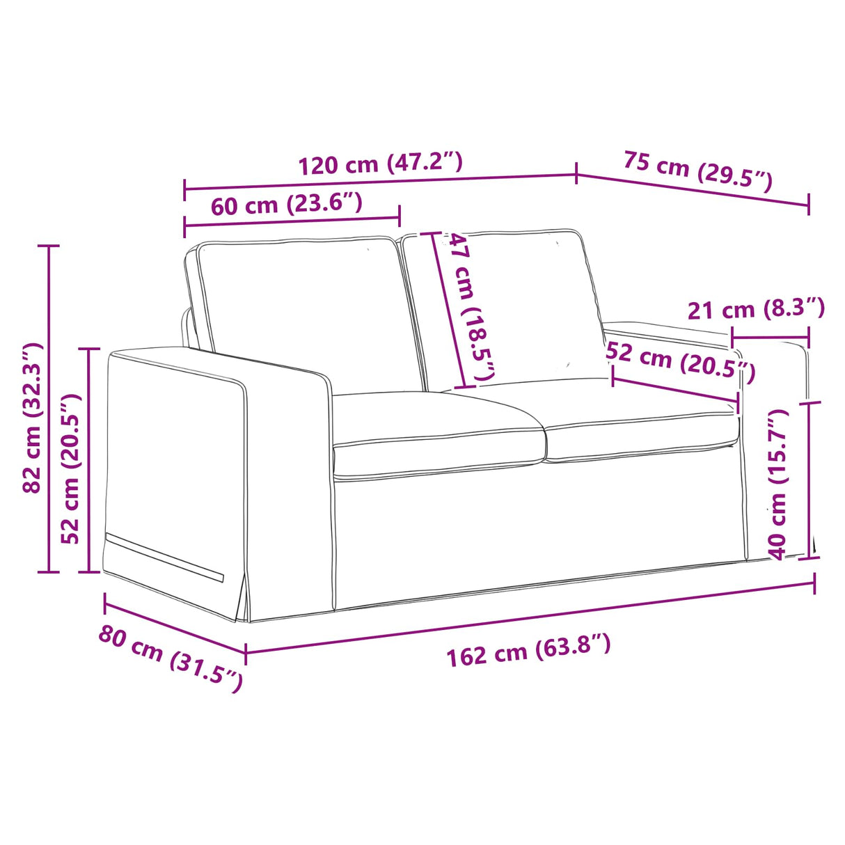 Sofa Dark Grey 162 x 80 x 82 cm Fabric