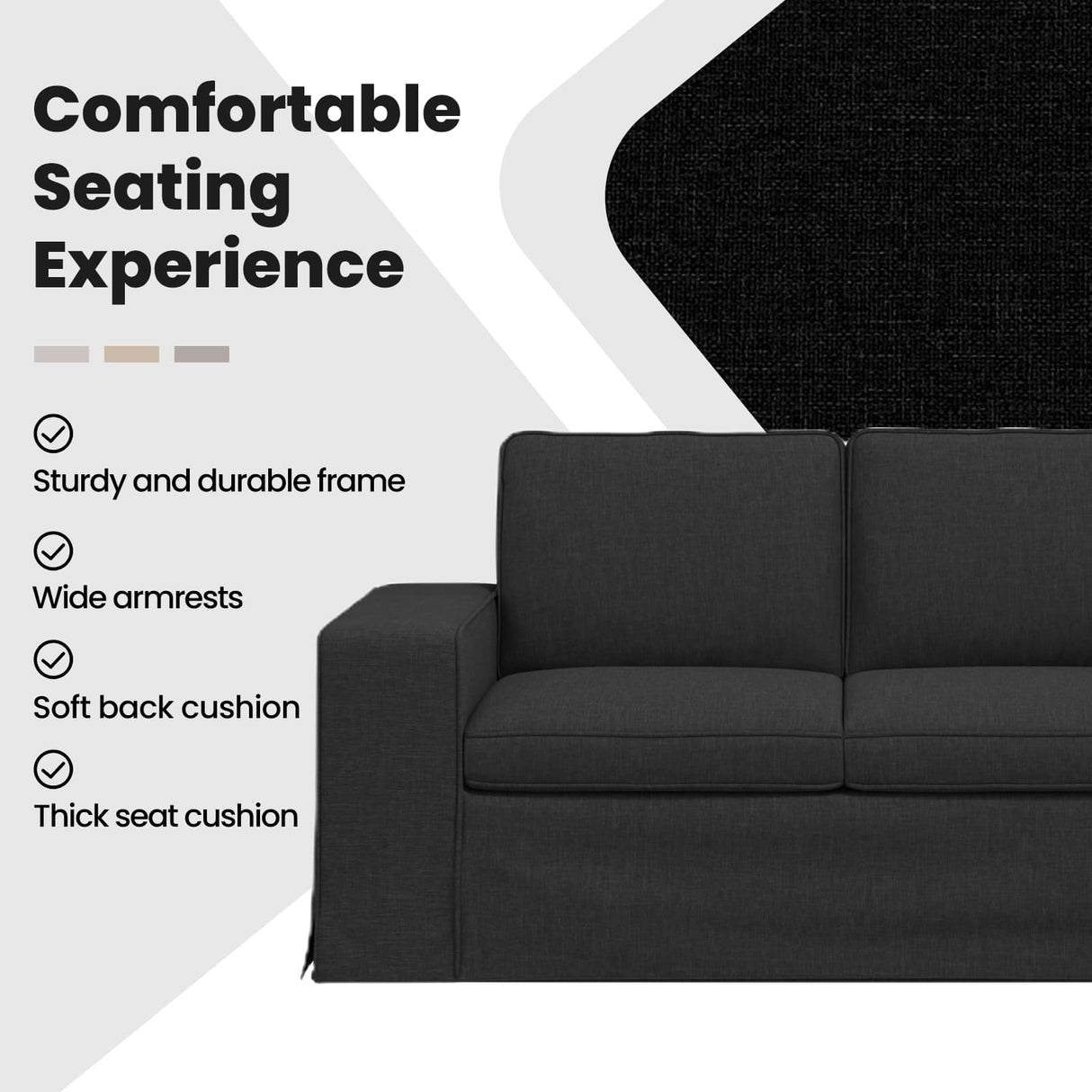 Sofa Black 182 x 80 x 82 cm Fabric