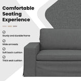 Sofa Dark Grey 222 x 80 x 82 cm Fabric - Close-Up Angle