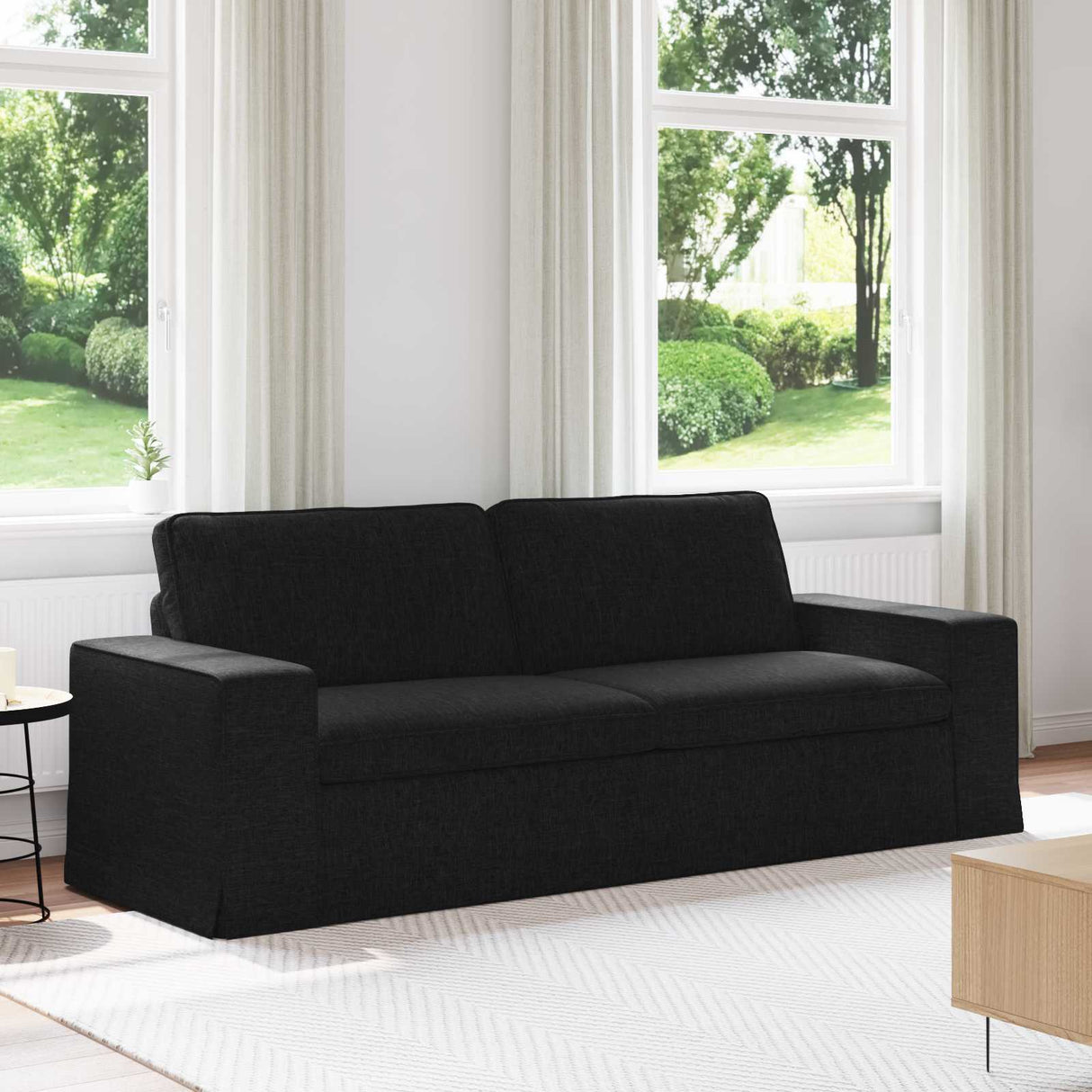 Sofa Black 222 x 80 x 82 cm Fabric