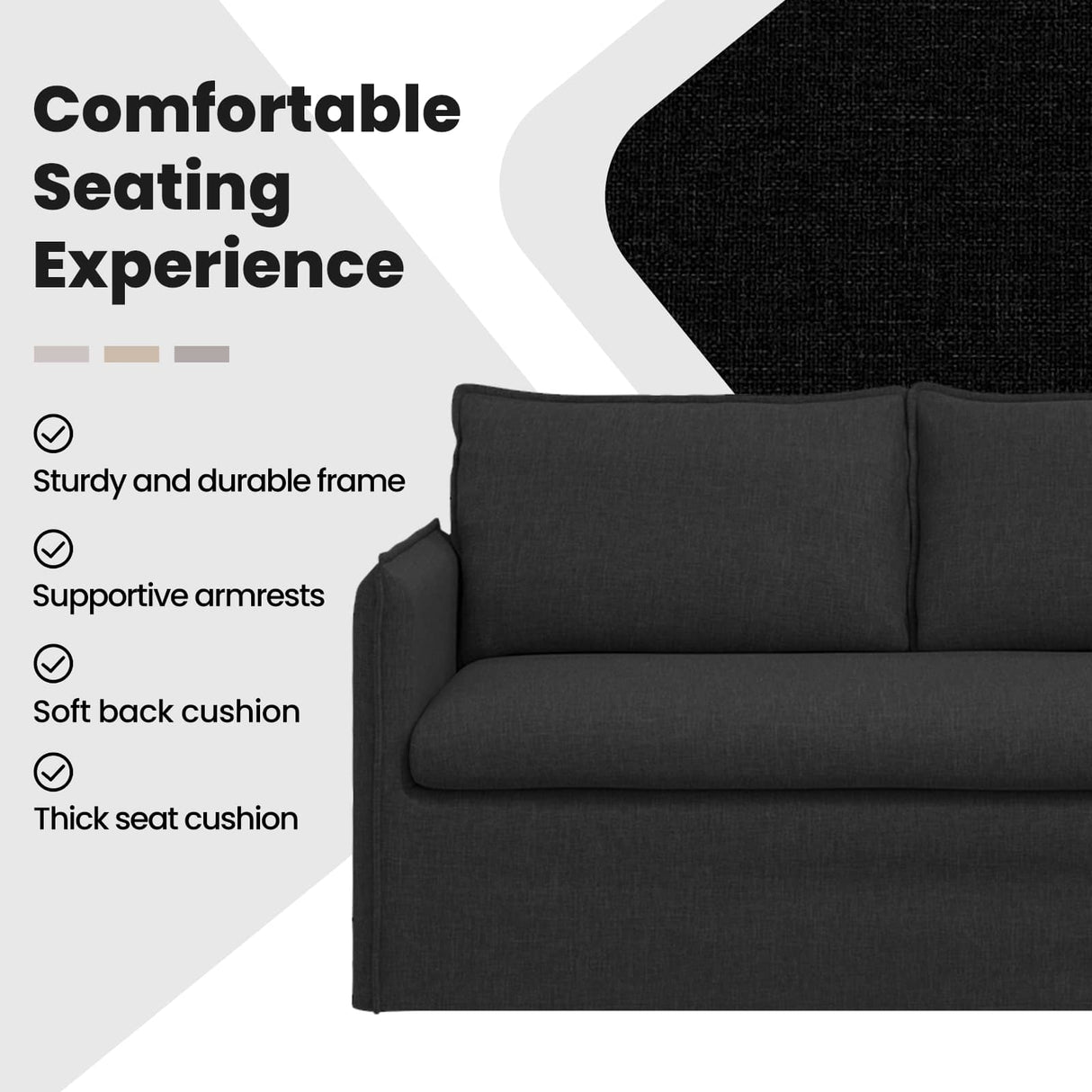 Sofa Black 136 x 82 x 85 cm Fabric