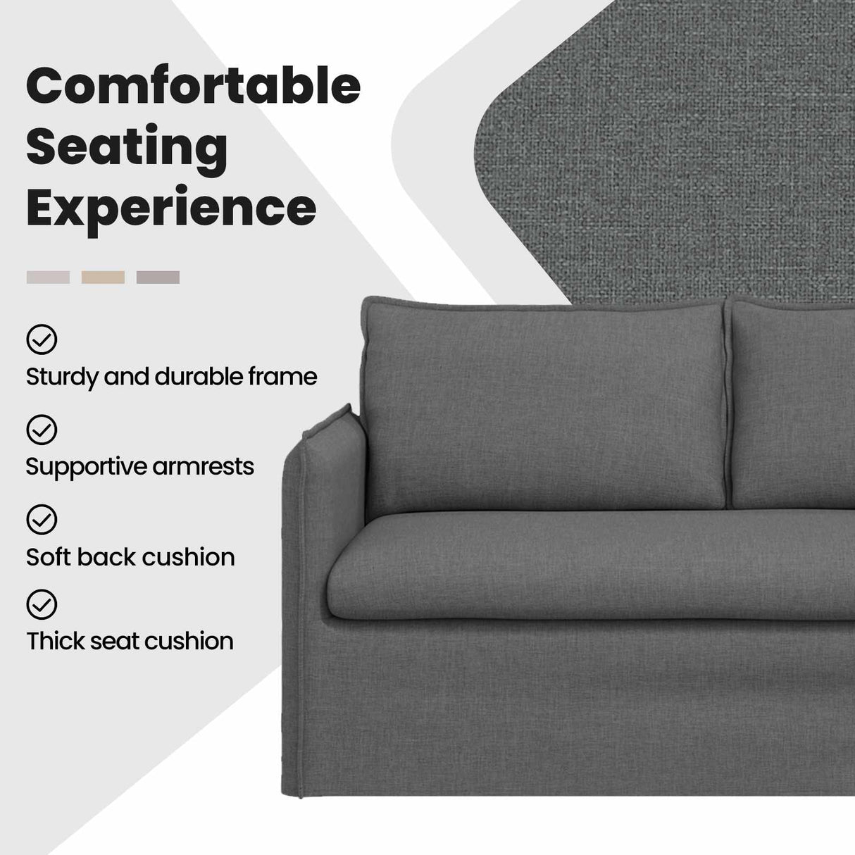 Sofa Dark Grey 196 x 82 x 85 cm Fabric