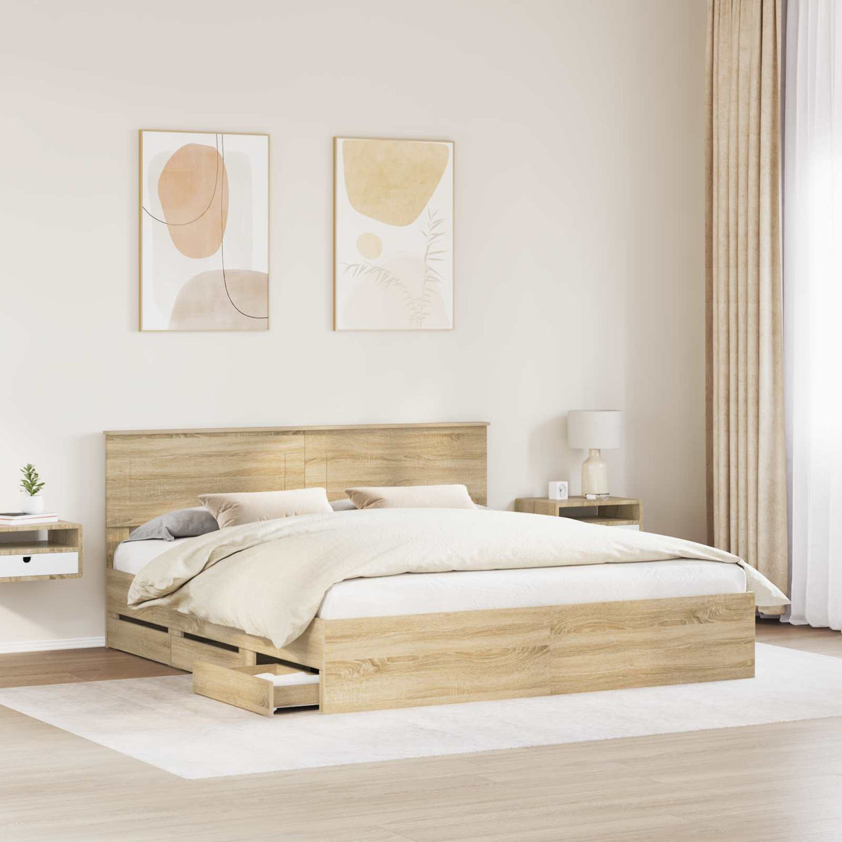 Bed Frame with Drawer Sonoma Oak 180 x 200 cm Engineered Wood