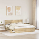 Bed Frame with Drawer Sonoma Oak 180 x 200 cm Engineered Wood