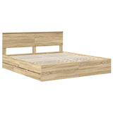 Bed Frame with Drawer Sonoma Oak 180 x 200 cm Engineered Wood - Top-Down View