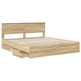 Bed Frame with Drawer Sonoma Oak 180 x 200 cm Engineered Wood
