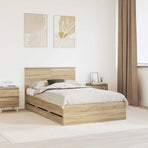 Bed Frame with Drawer Sonoma Oak 135 x 190 cm Engineered Wood