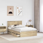 Bed Frame with Drawer Sonoma Oak 135 x 190 cm Engineered Wood