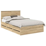 Bed Frame with Drawer Sonoma Oak 135 x 190 cm Engineered Wood