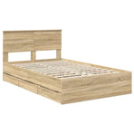 Bed Frame with Drawer Sonoma Oak 135 x 190 cm Engineered Wood