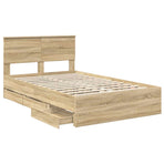 Bed Frame with Drawer Sonoma Oak 135 x 190 cm Engineered Wood