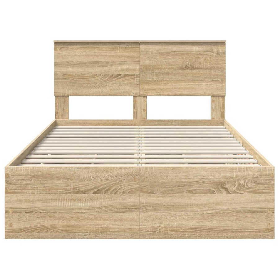 Bed Frame with Drawer Sonoma Oak 135 x 190 cm Engineered Wood