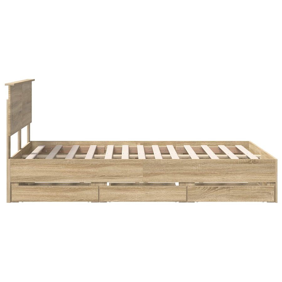 Bed Frame with Drawer Sonoma Oak 135 x 190 cm Engineered Wood