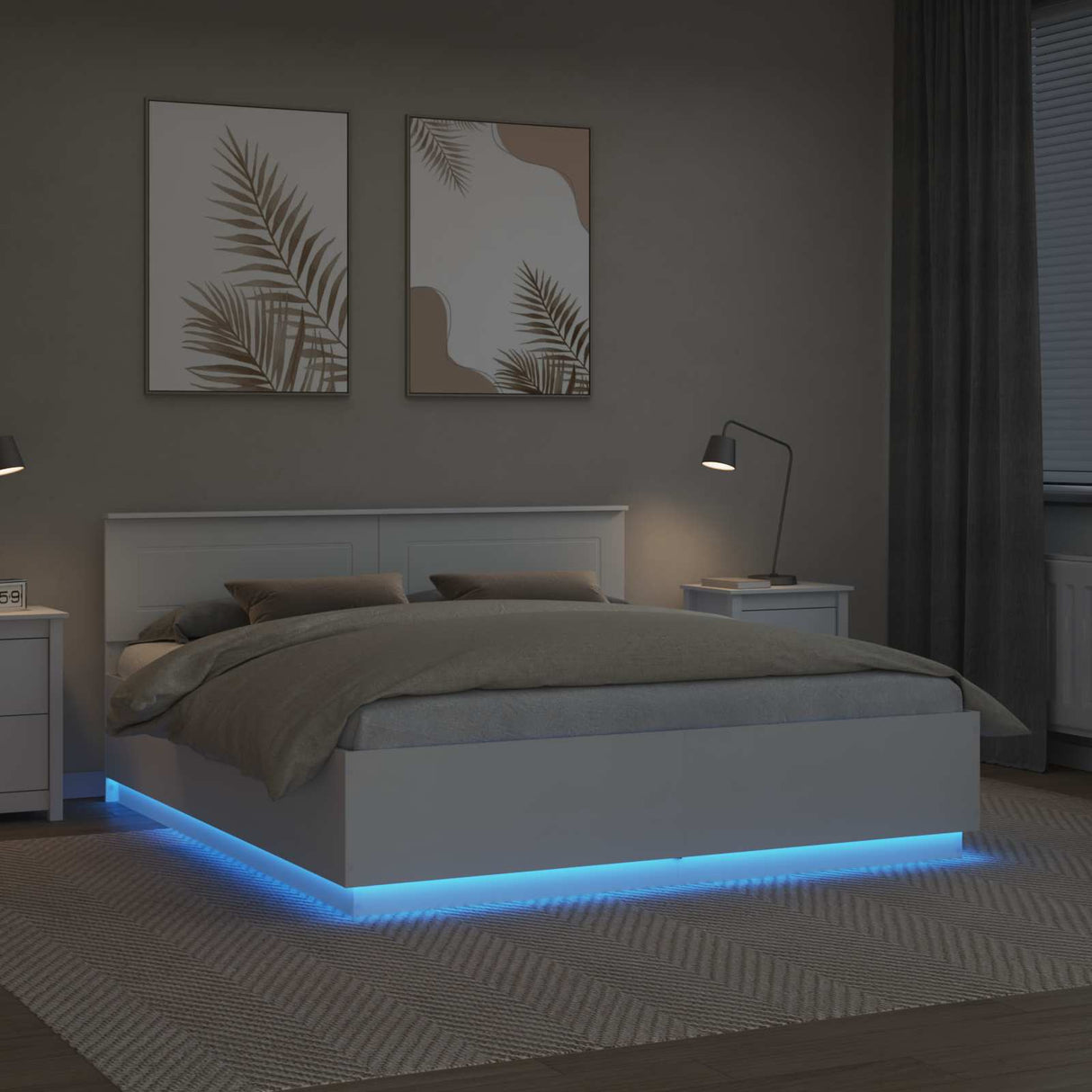 Bed Frame with Headboard White 180 x 200 cm Engineered Wood