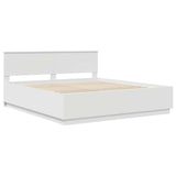 Bed Frame with Headboard White 180 x 200 cm Engineered Wood - 45-Degree Angle