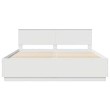 Bed Frame with Headboard White 180 x 200 cm Engineered Wood - Low Angle