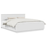 Bed Frame with Headboard White 180 x 200 cm Engineered Wood - Side View