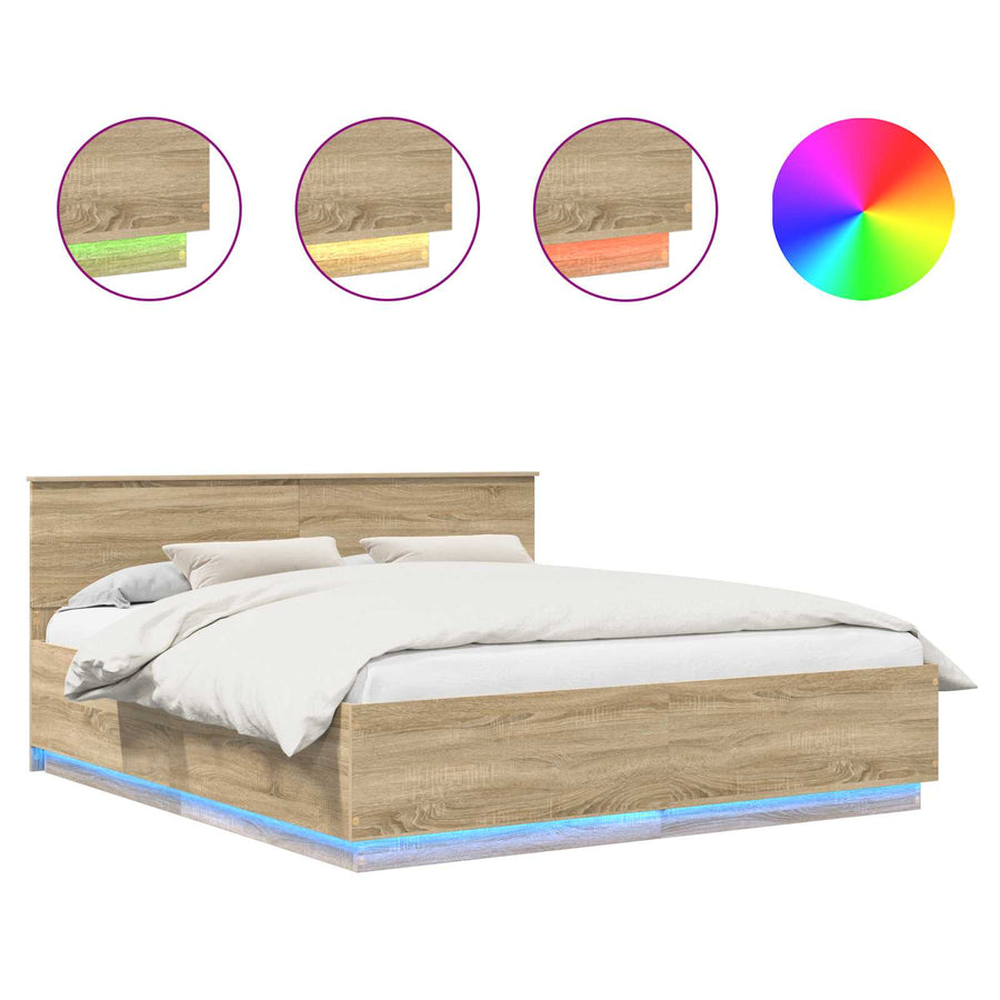 Bed Frame Sonoma Oak 180 x 200 cm Engineered Wood
