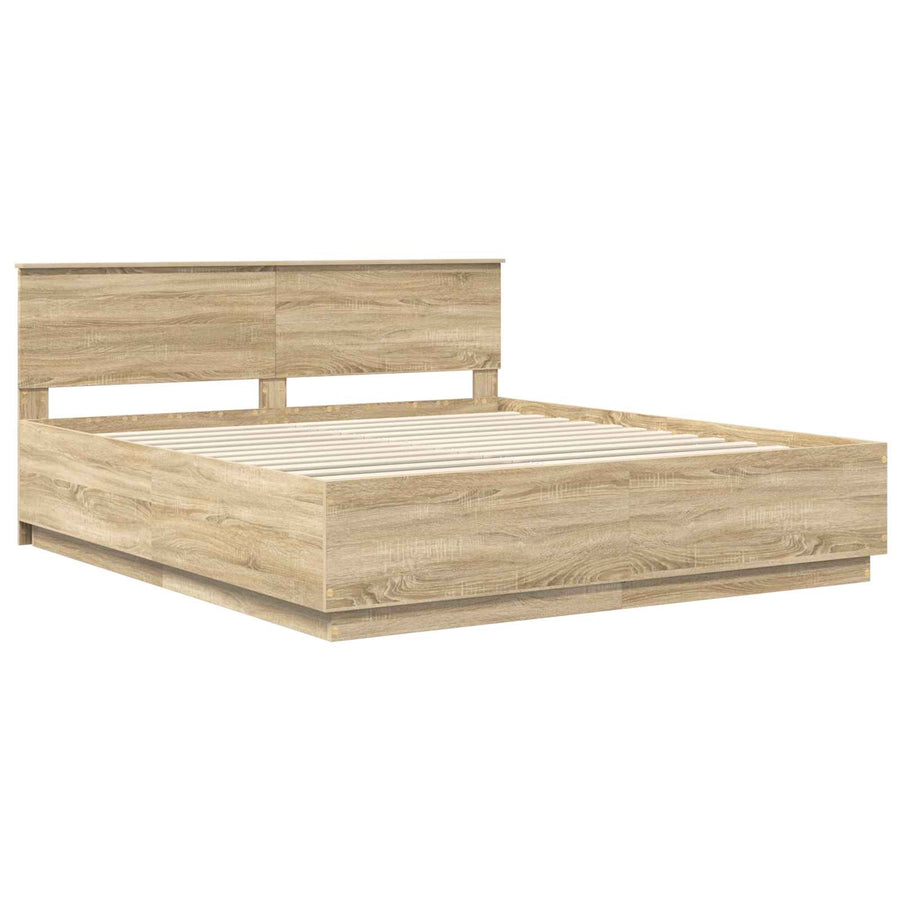 Bed Frame Sonoma Oak 180 x 200 cm Engineered Wood
