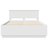 Bed Frame with Headboard White 150 x 200 cm Engineered Wood - Close-Up Angle