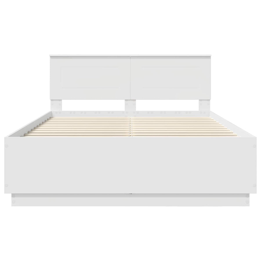 Bed Frame with Headboard White 150 x 200 cm Engineered Wood