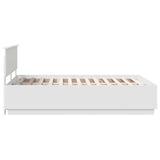 Bed Frame with Headboard White 150 x 200 cm Engineered Wood - Low Angle