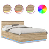 Bed Frame Sonoma Oak 150 x 200 cm Engineered Wood - Front View