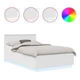 Bed Frame with Headboard White 135 x 190 cm Engineered Wood - Front View