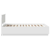 Bed Frame with Headboard White 135 x 190 cm Engineered Wood - Low Angle